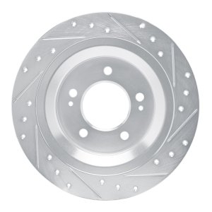 Hyundai Kona Brake Rotor (1) - Rear Left - R1 Concepts - Drilled & Slotted - Silver - `21-`25